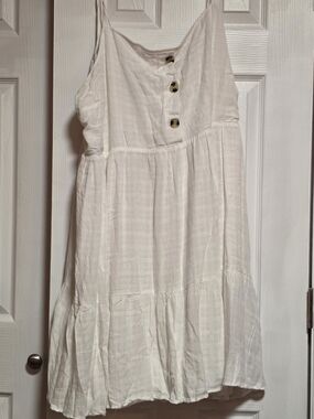 Cream Tiered Sundress with Button Detail